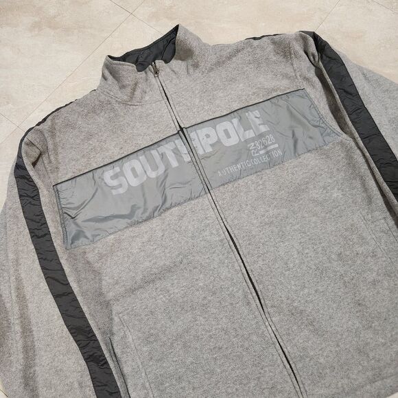 VTG Y2K Southpole Mens 2XL Reversible Spellout Fleece Bomber Jacket Streetwear - Picture 2 of 15